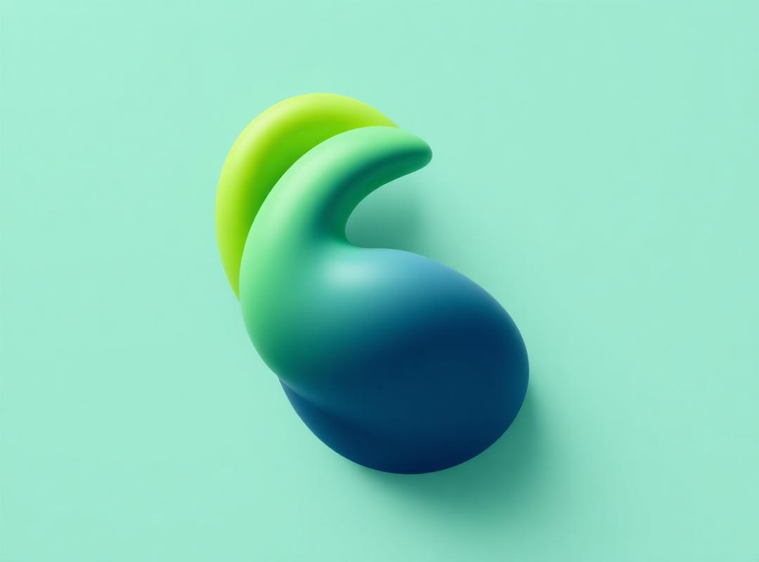 Abstract 3D shape representing liquid exchange in lime green and navy